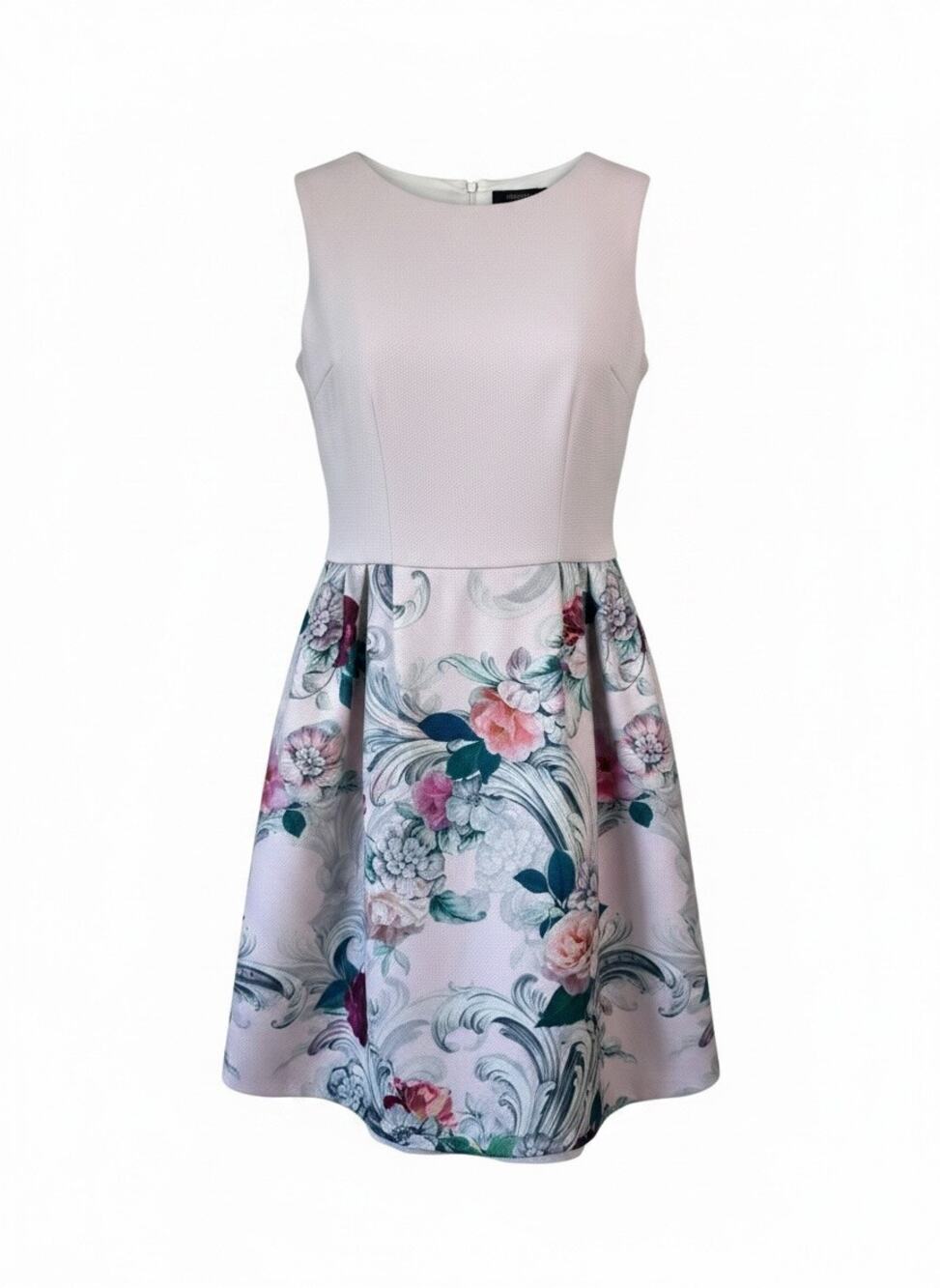 Ted Baker Pale Pink Floral Fit-and-Flare Mini Dress